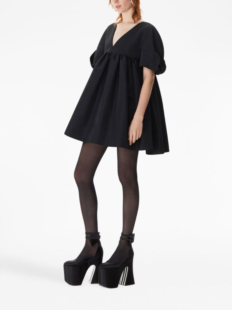 Black Empire-line Flared Mini Dress