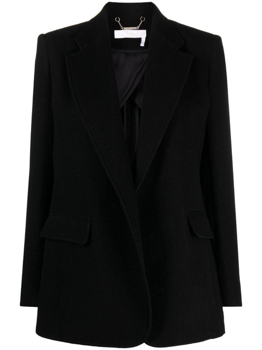 Black Open-front Wool Blazer