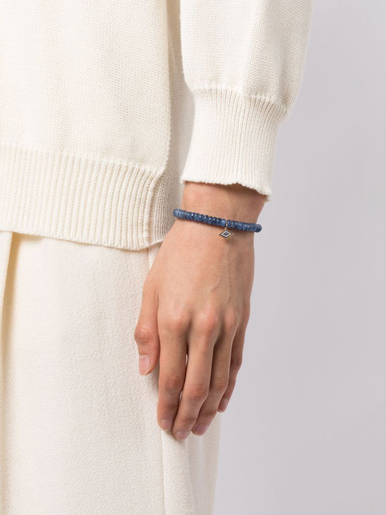 14k Yellow Gold Groovy Eye Kyanite and Diamond Bracelet