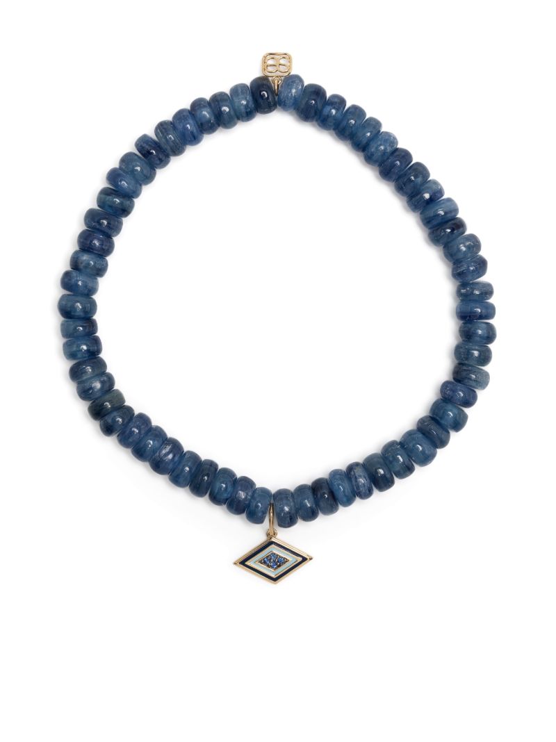 14k Yellow Gold Groovy Eye Kyanite and Diamond Bracelet