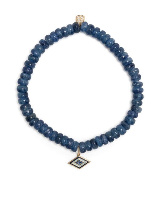 14k Yellow Gold Groovy Eye Kyanite and Diamond Bracelet