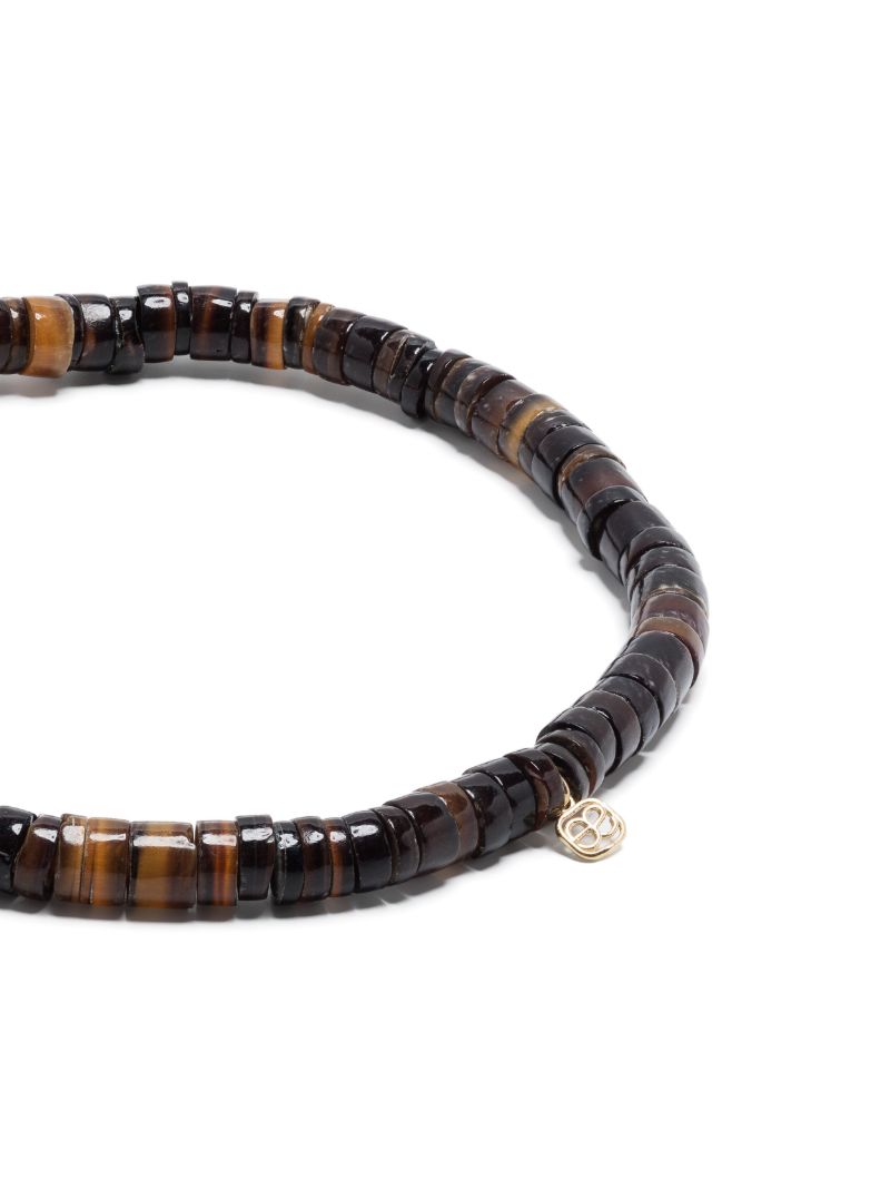 14k Yellow Gold Rondelle Tiger's Eye and Diamond Bracelet