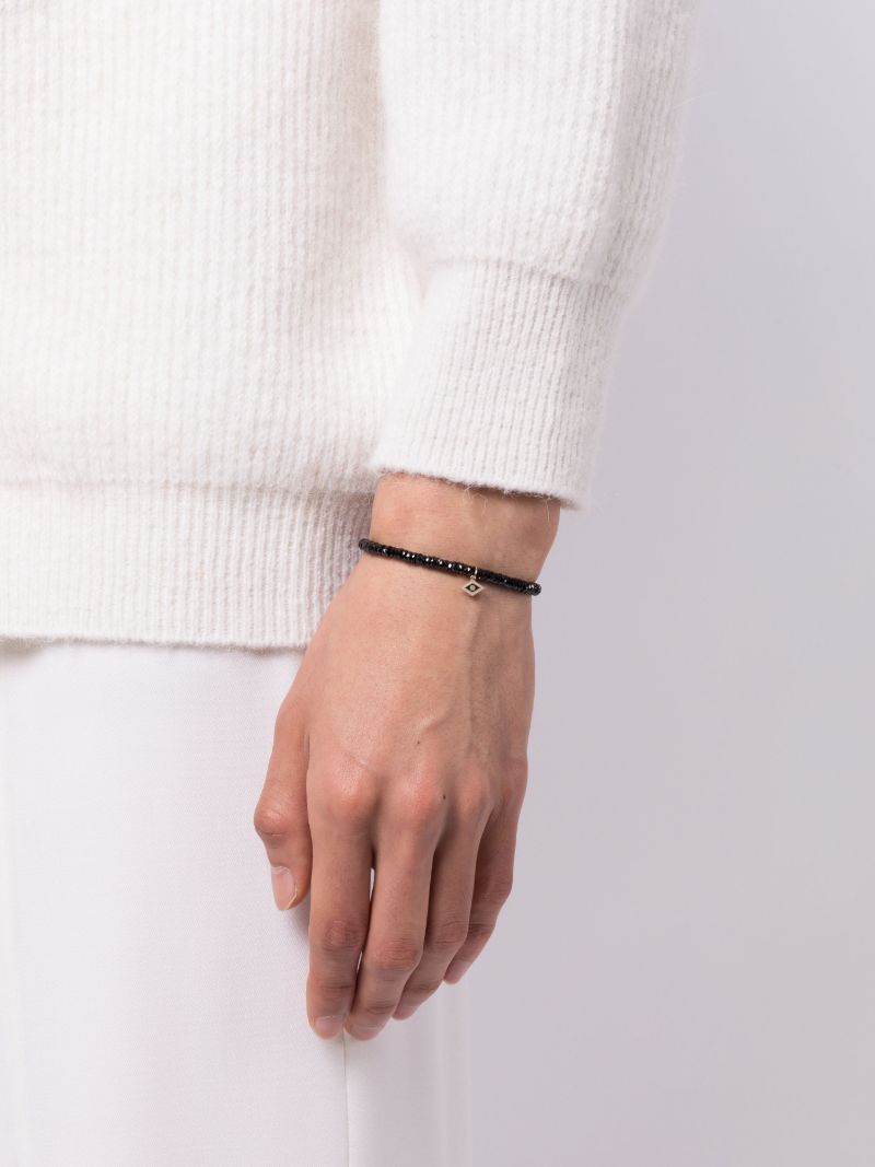 14k Yellow Gold Tiny Groovy Eye Onyx and Diamond Bracelet