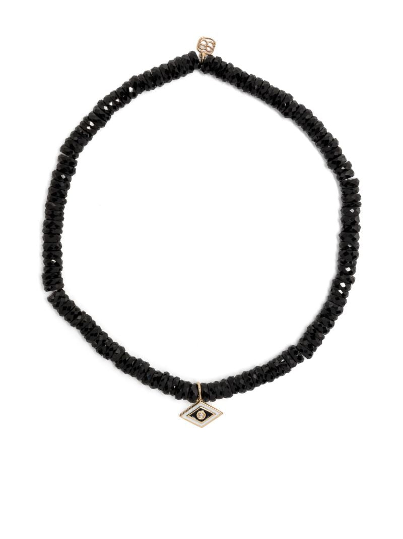 14k Yellow Gold Tiny Groovy Eye Onyx and Diamond Bracelet