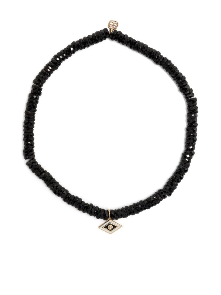 14k Yellow Gold Tiny Groovy Eye Onyx and Diamond Bracelet