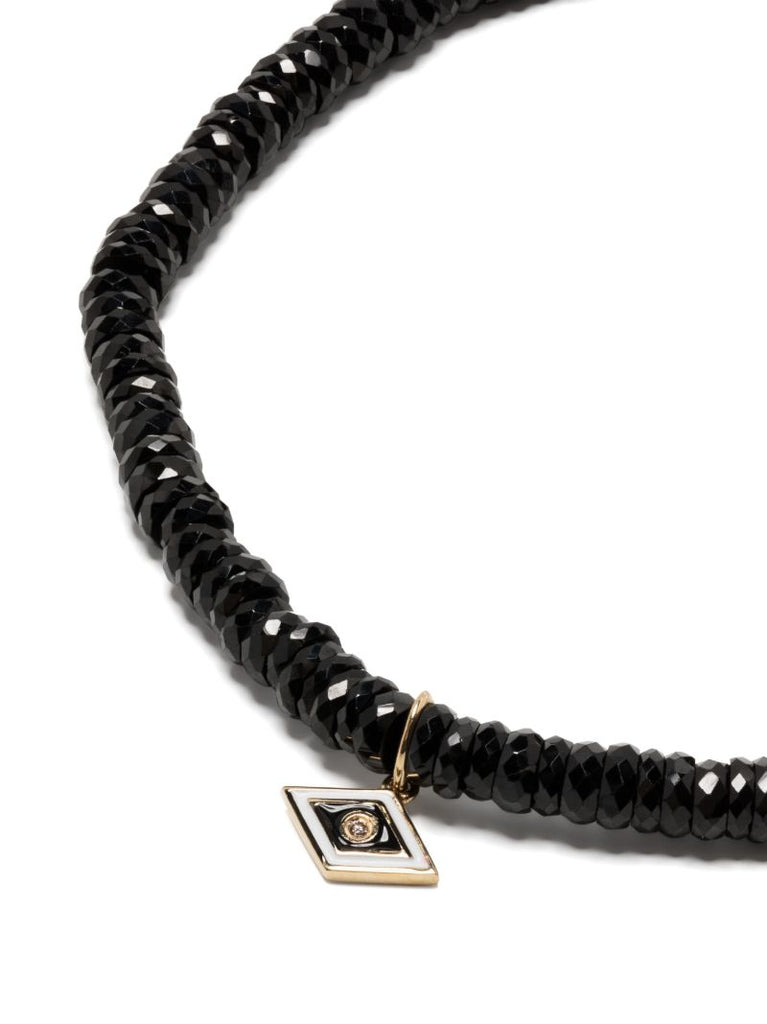 14k Yellow Gold Tiny Groovy Eye Onyx and Diamond Bracelet