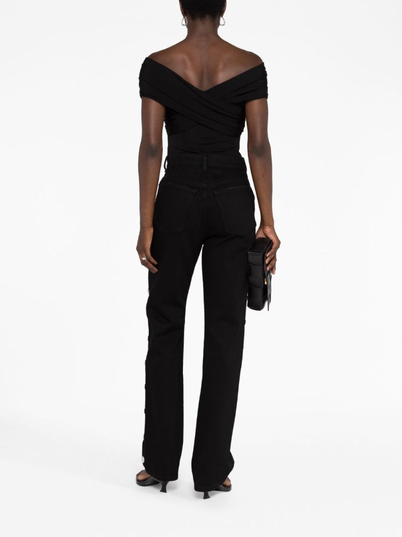 Black Danielle Studded Straight-leg Jeans