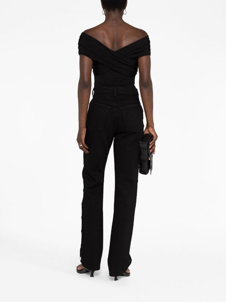 Black Danielle Studded Straight-leg Jeans