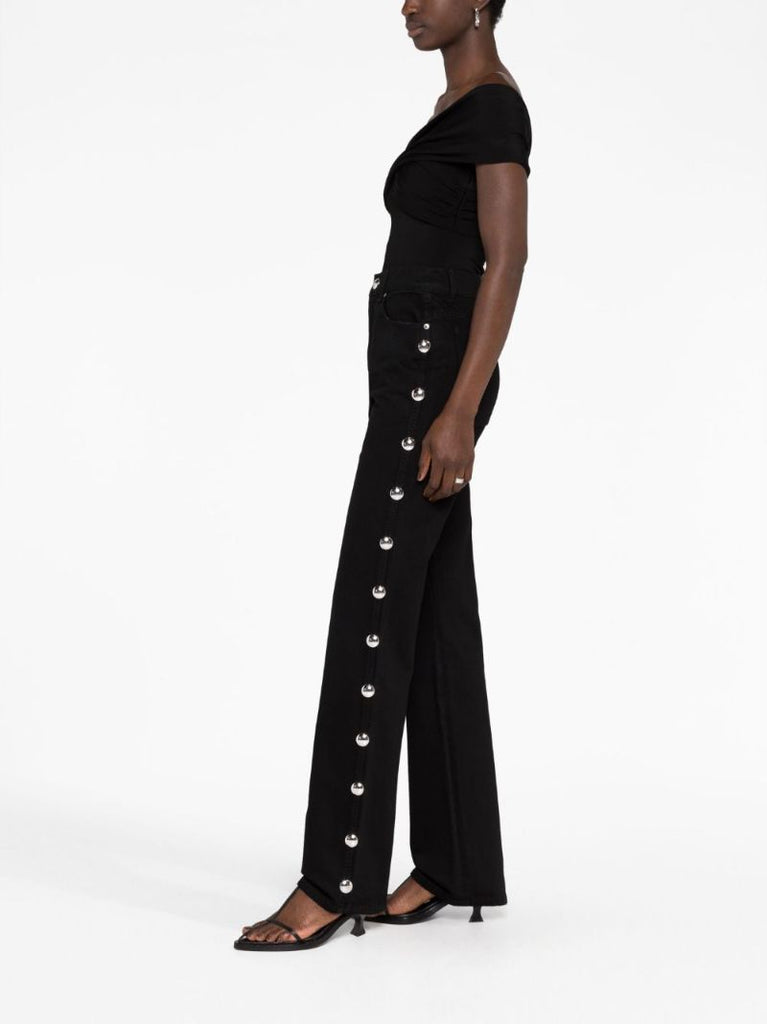 Black Danielle Studded Straight-leg Jeans