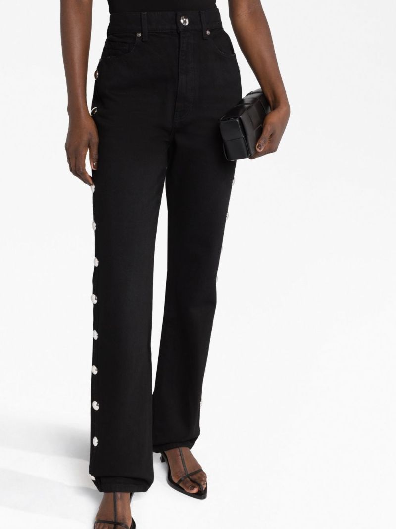 Black Danielle Studded Straight-leg Jeans