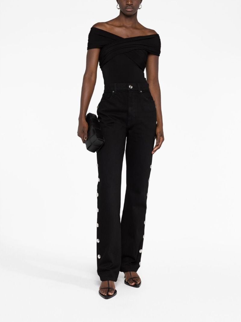 Black Danielle Studded Straight-leg Jeans