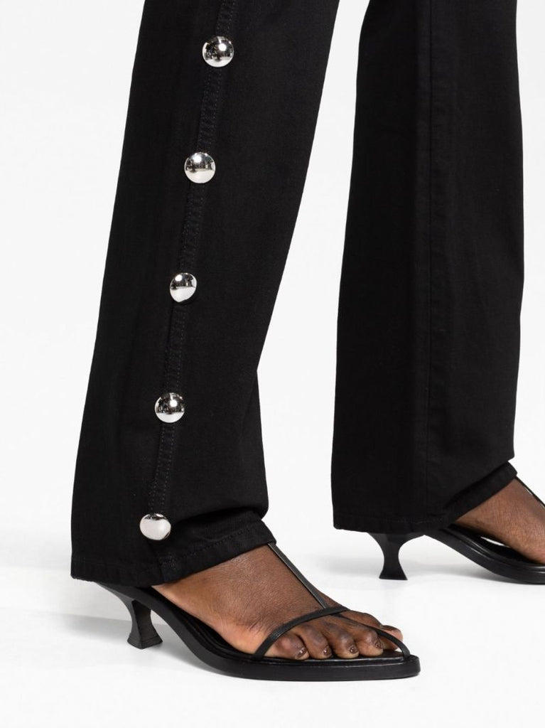 Black Danielle Studded Straight-leg Jeans