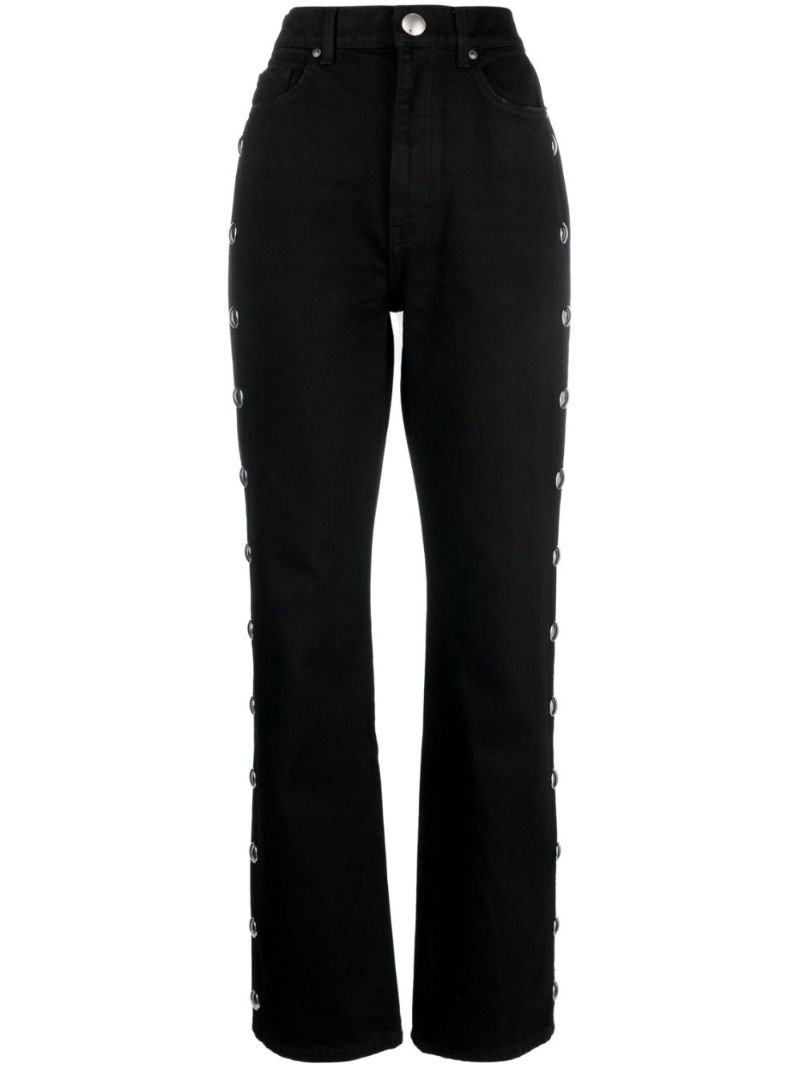 Black Danielle Studded Straight-leg Jeans