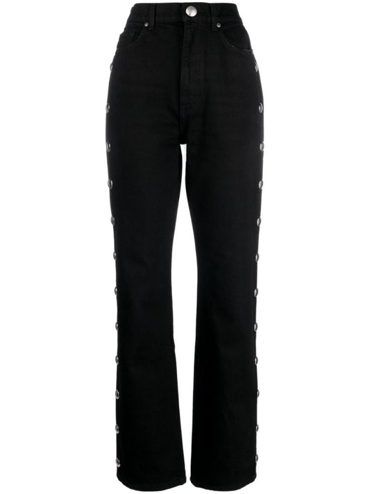 Black Danielle Studded Straight-leg Jeans