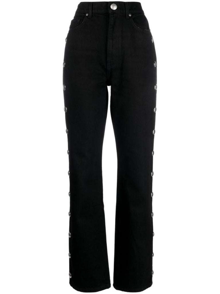 Black Danielle Studded Straight-leg Jeans