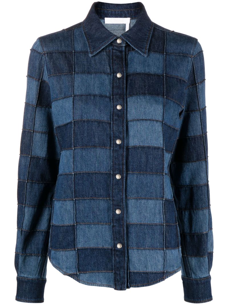 Blue Patchwork Denim Shirt