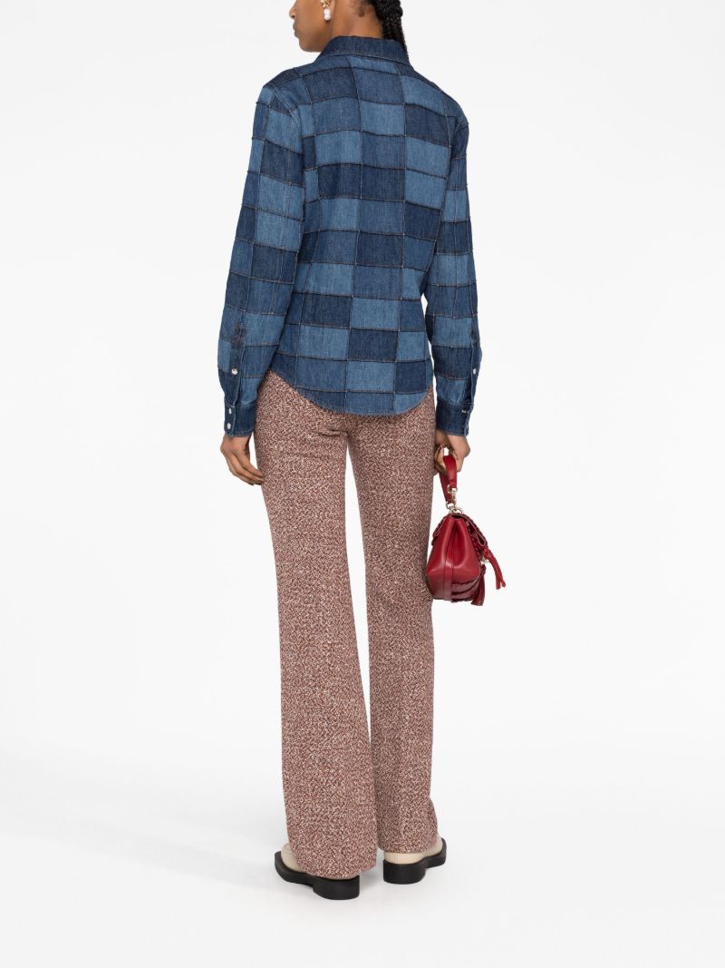 Blue Patchwork Denim Shirt