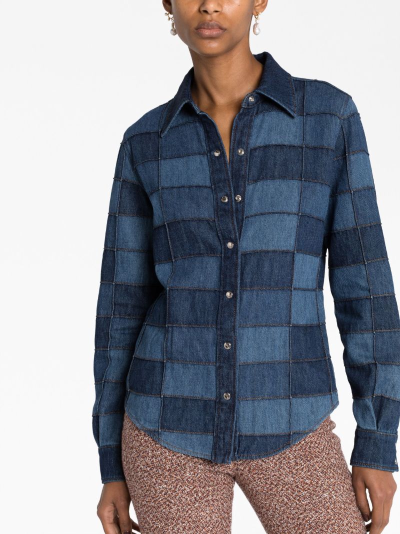 Blue Patchwork Denim Shirt