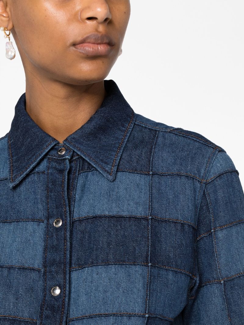Blue Patchwork Denim Shirt