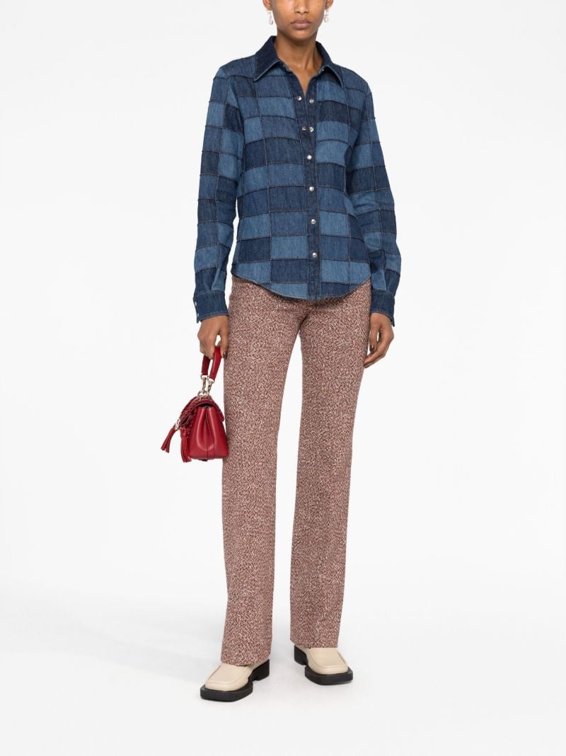 Blue Patchwork Denim Shirt