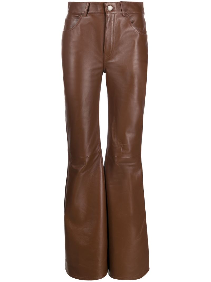 Brown Flared Leather  Trousers