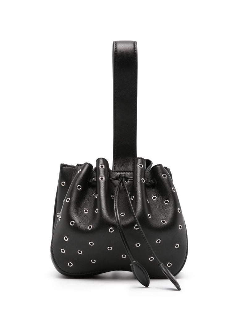 Black Rose Marie Leather Top Handle Bag