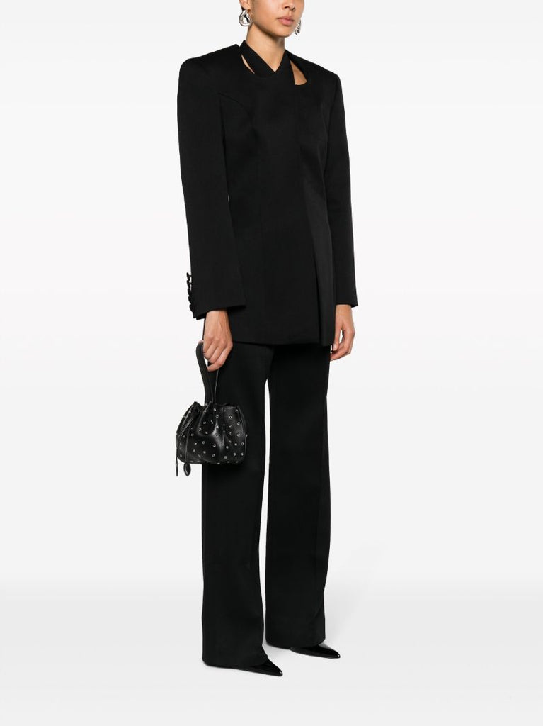 Black Rose Marie Leather Top Handle Bag