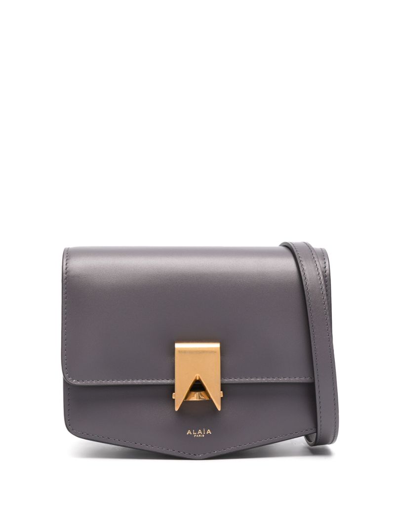 Grey Le Papa Small Leather Cross Body Bag