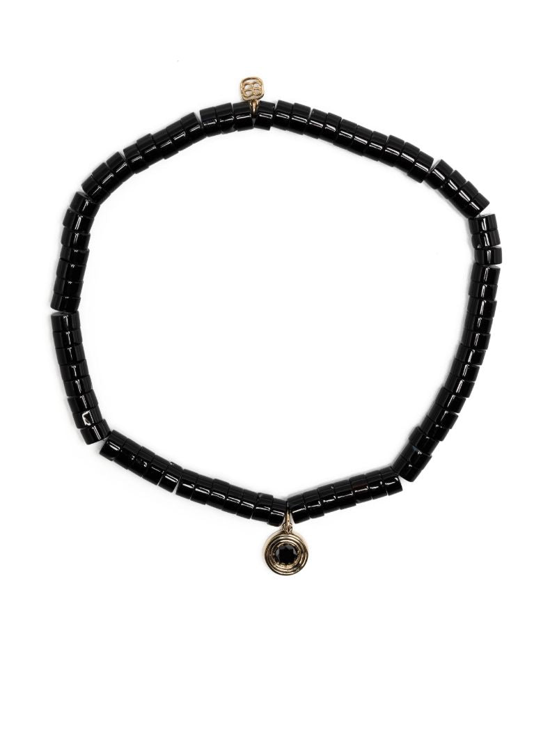 14k Yellow Gold Fluted Station Agate and Diamond Bracelet
