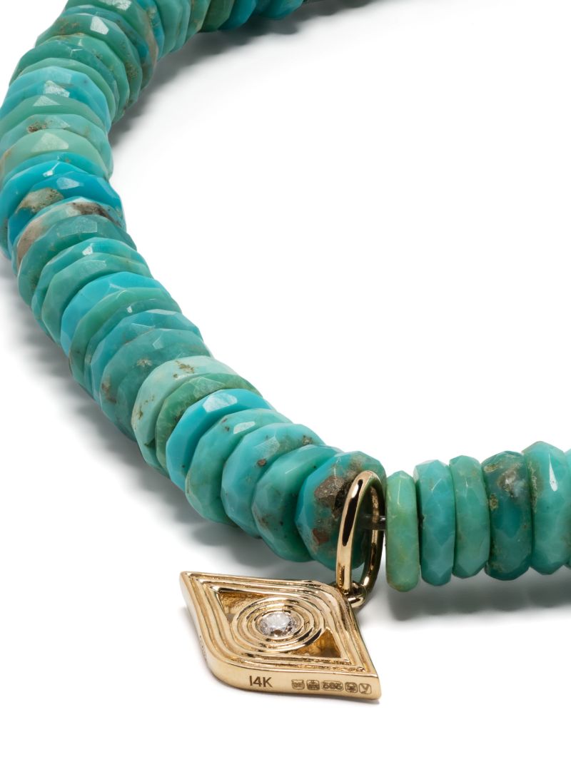 14k Yellow Gold Evil Eye Turqoise and Diamond Bracelet