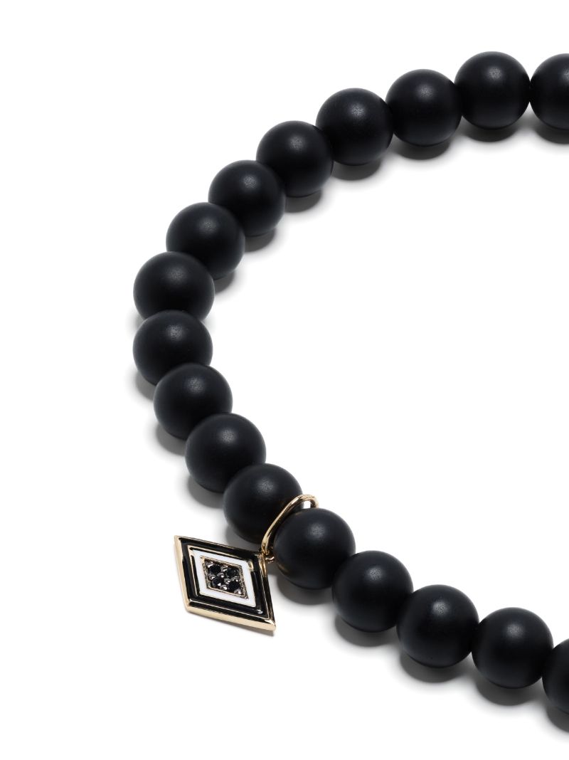 14k Yellow Gold Groovy Eye Onyx and Diamond Bracelet