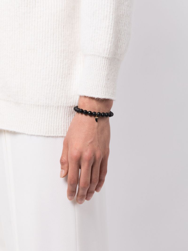 14k Yellow Gold Horn Onyx and Diamond Bracelet
