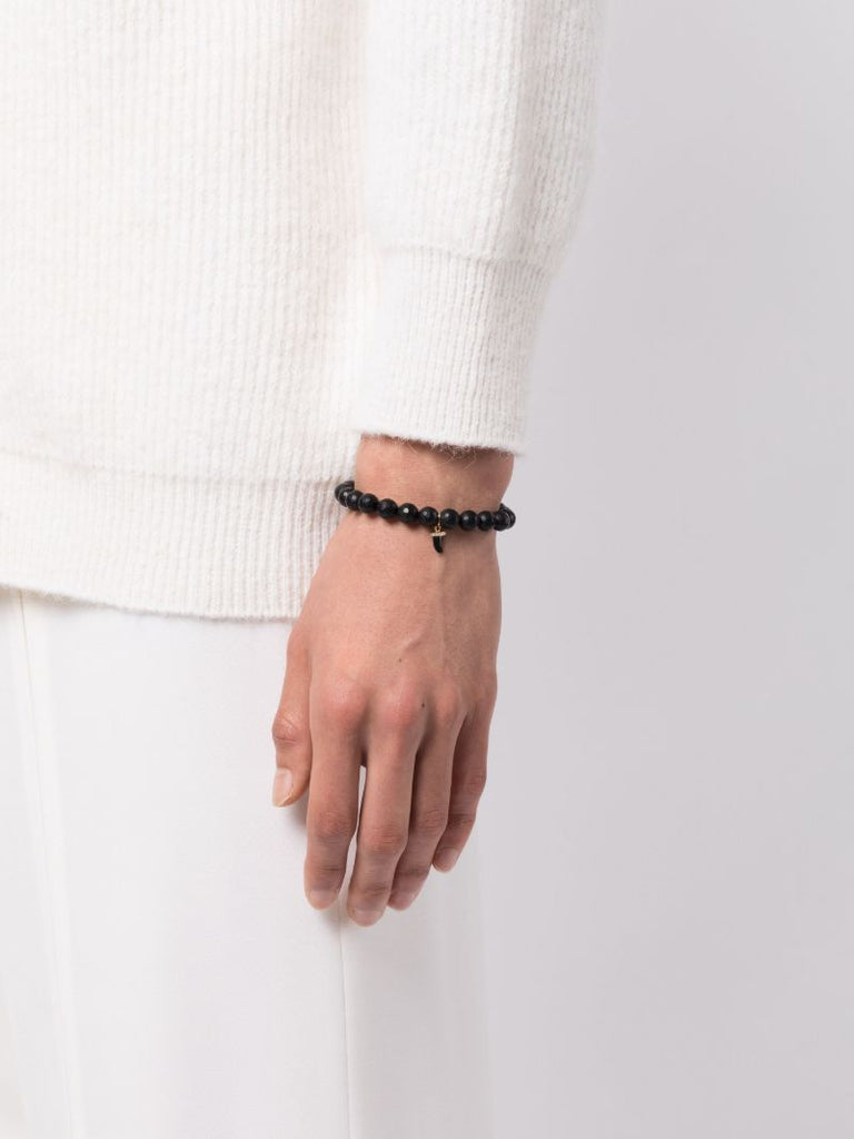 14k Yellow Gold Horn Onyx and Diamond Bracelet
