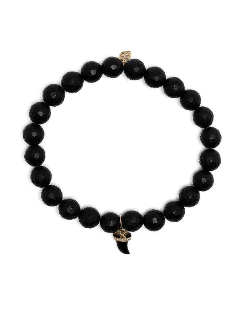 14k Yellow Gold Horn Onyx and Diamond Bracelet