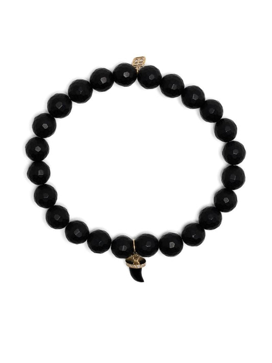 14k Yellow Gold Horn Onyx and Diamond Bracelet