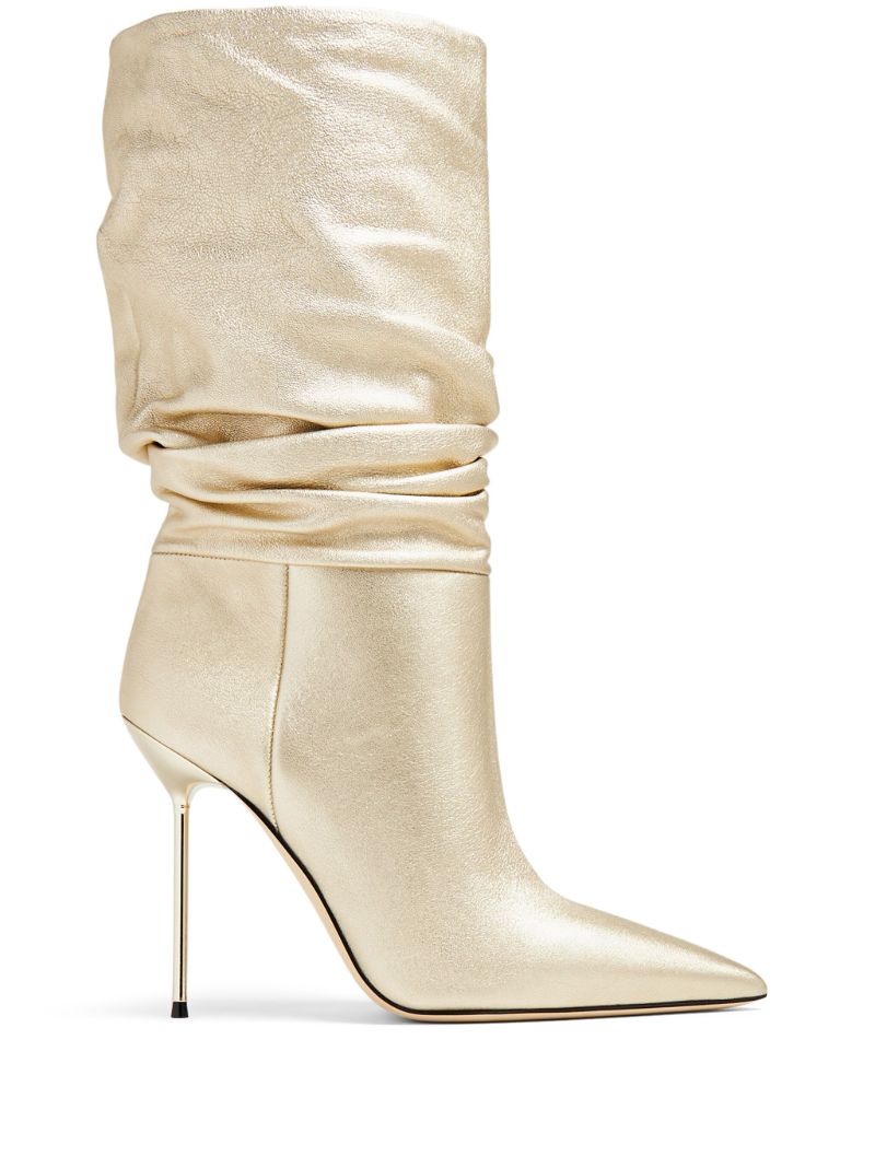 Gold Lidia Slouchy Leather Boots