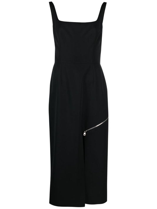 Black Sleeveless  Midi Sheath Dress