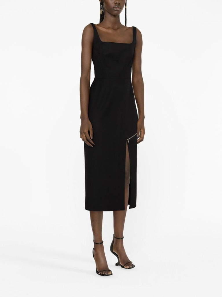 Black Sleeveless  Midi Sheath Dress