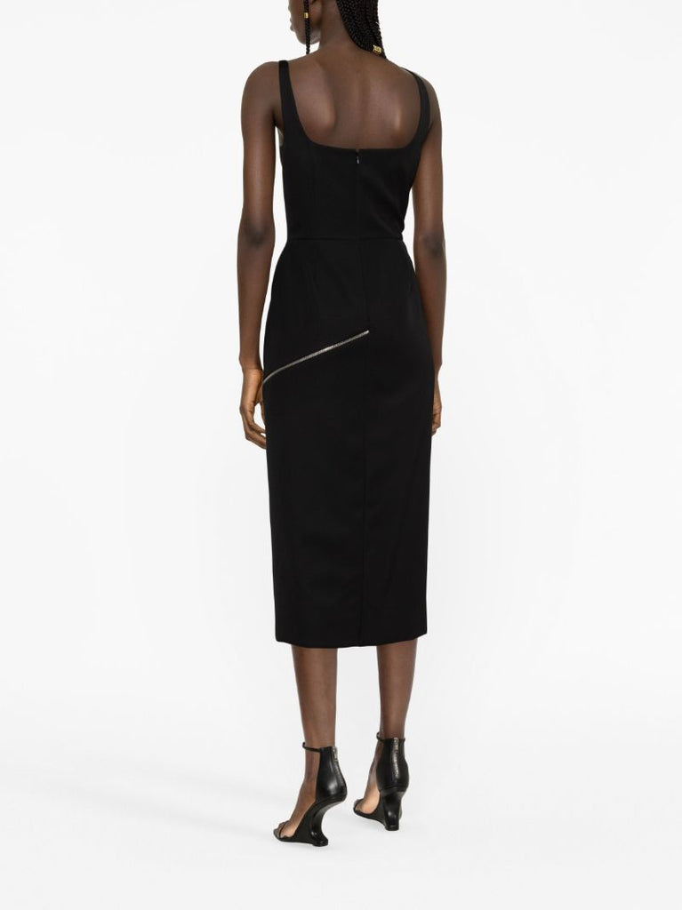 Black Sleeveless  Midi Sheath Dress