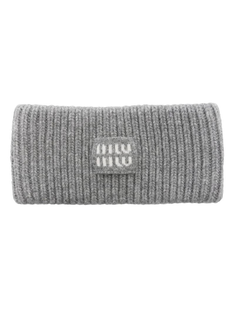 Grey Ribbed Knit Headband