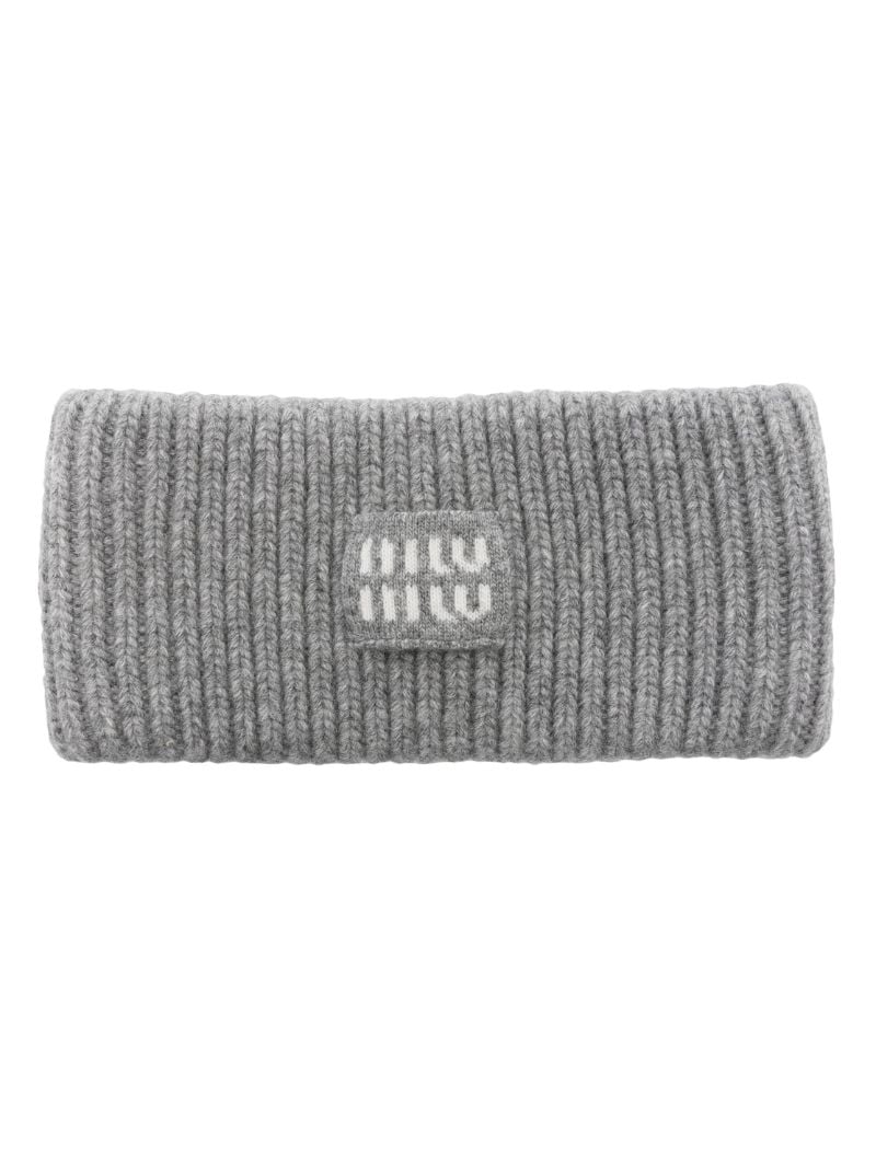 Grey Ribbed Knit Headband