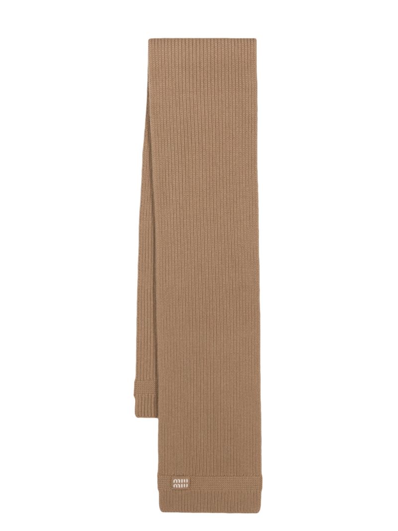 Brown Ribbed-knit Scarf
