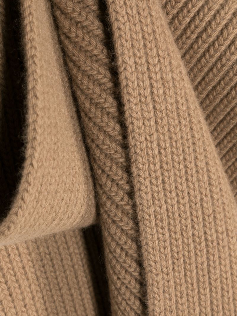 Brown Ribbed-knit Scarf