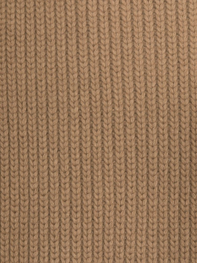 Brown Ribbed-knit Scarf