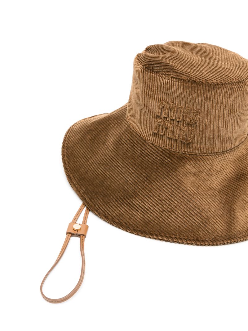 Brown Logo-embroidered Corduroy Cowboy Hat