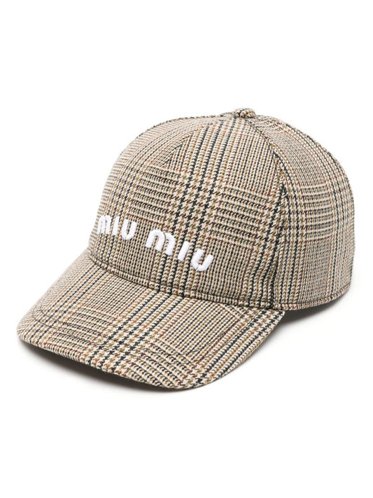 Multicolour Prince of Wales-check Virgin Wool Cap