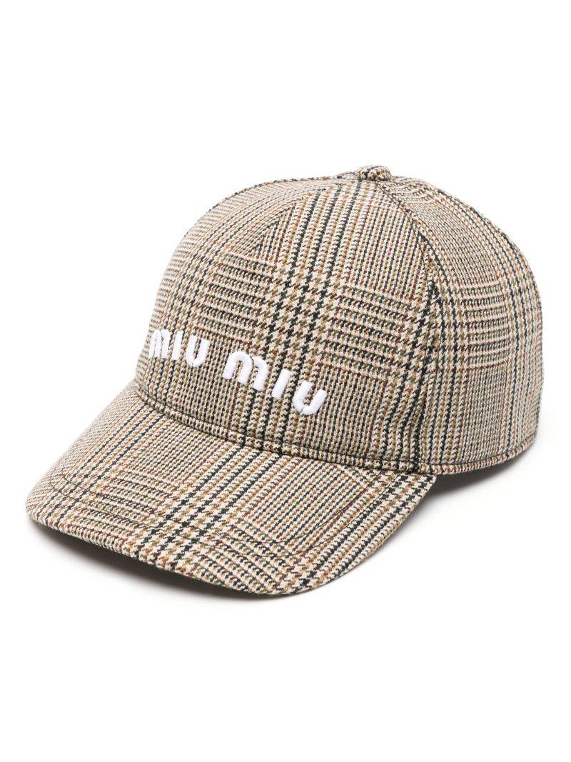 Multicolour Prince of Wales-check Virgin Wool Cap