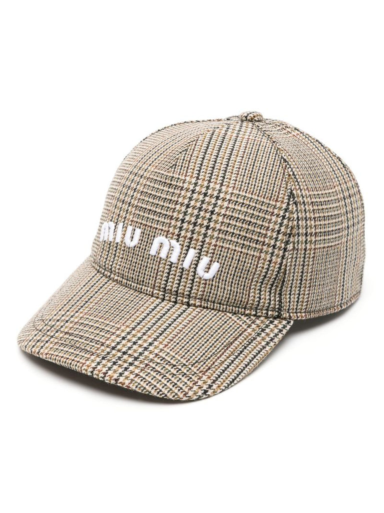 Multicolour Prince of Wales-check Virgin Wool Cap