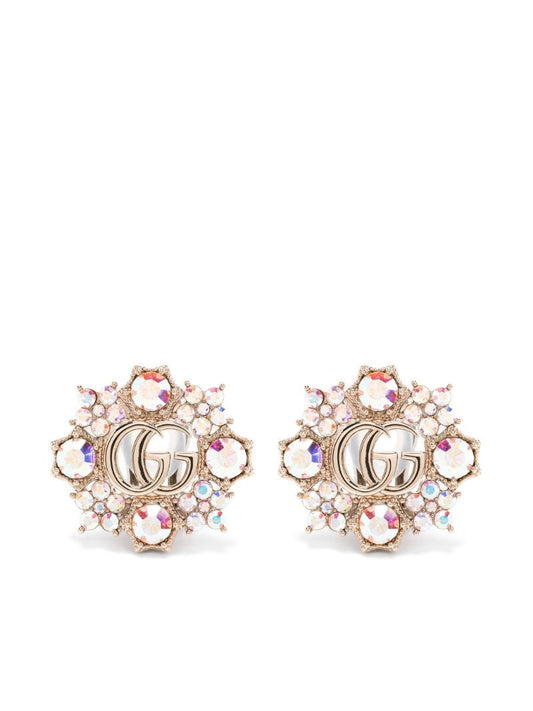 Gold-tone Gg Crystal Flower Earrings