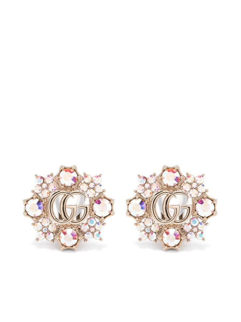 Gold-tone Gg Crystal Flower Earrings